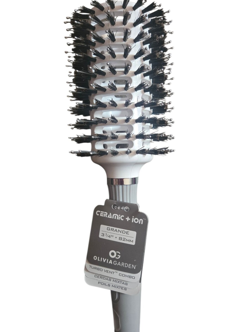 Ceramic + Ion Grande Round Vent Brush - White and Black